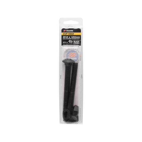Zenith M12 Cup Head Bolt 2 Pack - 120mm - Black - Durable Fastening Solution - SuperSaverAU - view 1