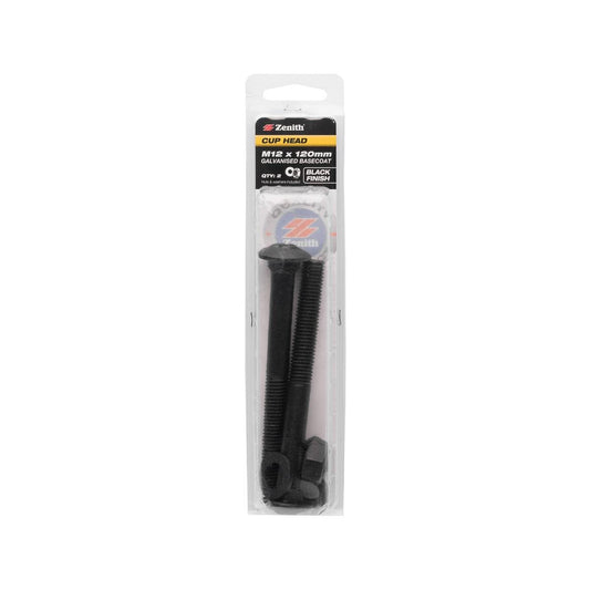 Zenith M12 Cup Head Bolt 2 Pack - 120mm - Black - Durable Fastening Solution