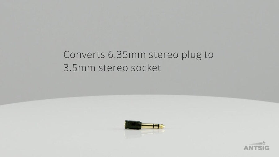 Antsig 6.35mm Stereo Plug to 3.5mm Stereo Socket Adaptor - Nickel Plated Brass