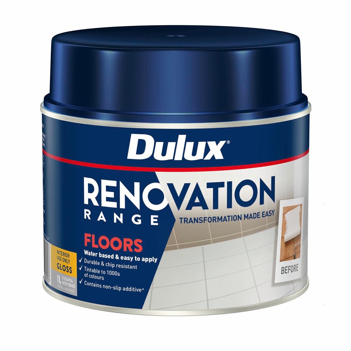 Dulux Renovation Range Floors Gloss - 1L - Deep - Water-Based Interior Coating - SuperSaverAU - view 1