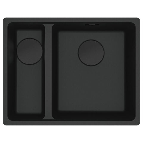 Franke Maris 1 and 1/2 bowl left topmount sink with extension drainer - Matte Black - MRG660-SBLMBFPC