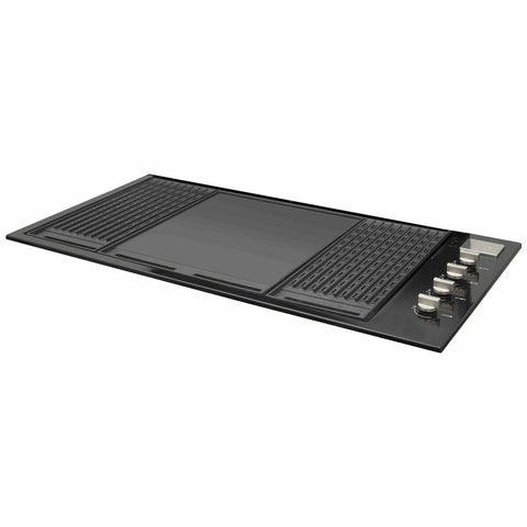 Artusi Built-In LPG BBQ - 4 Stainless Steel Burners, Cast Iron Plates, Black Enamel - ABBQ1B