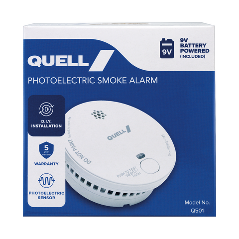 Quell Q501 Photoelectric Smoke Alarm - 9V - Trade Box - Easy Installation - Certified AS 3786 - SuperSaverAU - view 1