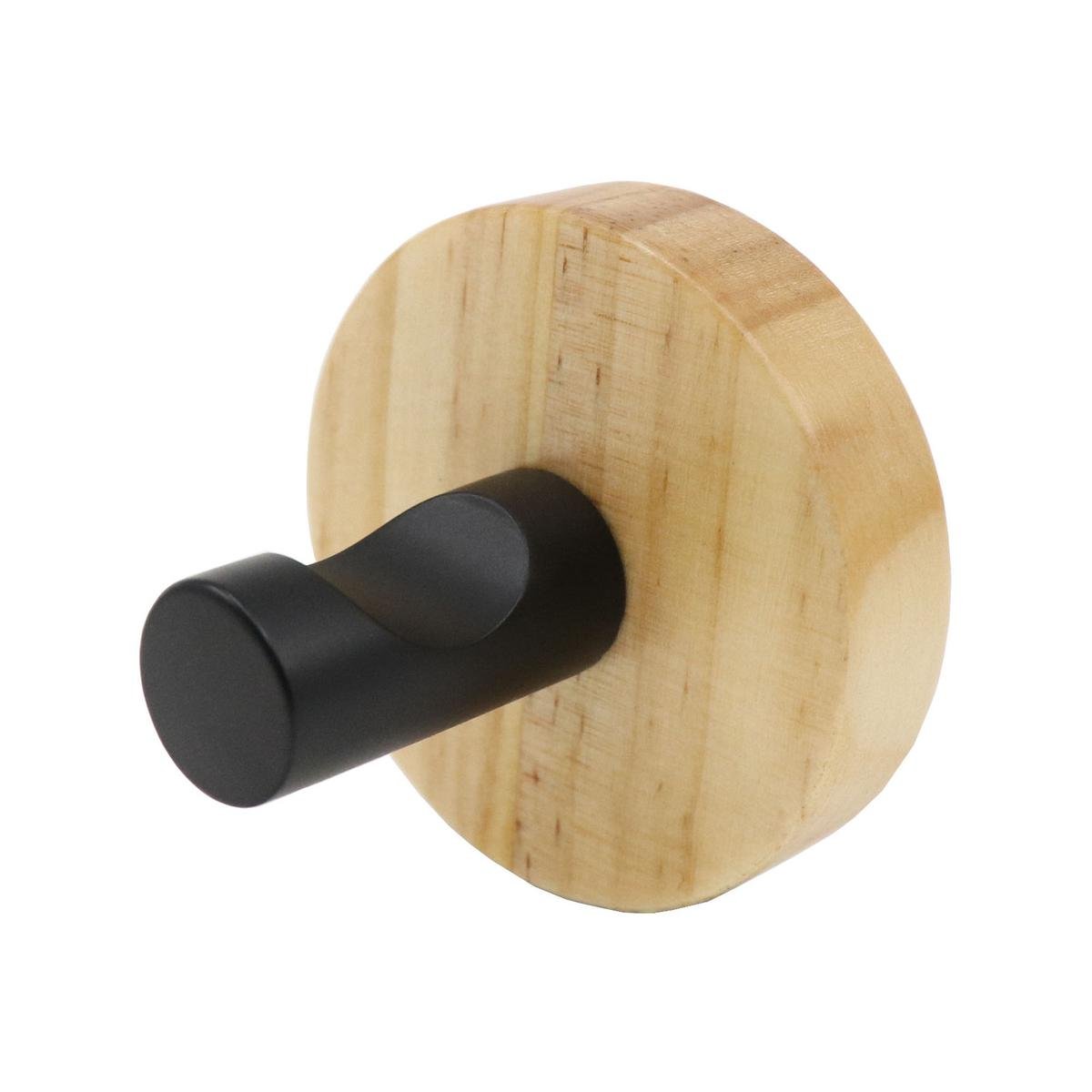 Adoored Natural Timber Robe Deco Hook - 50mm x 50mm x 45mm - Black Finish - SuperSaverAU - view 1