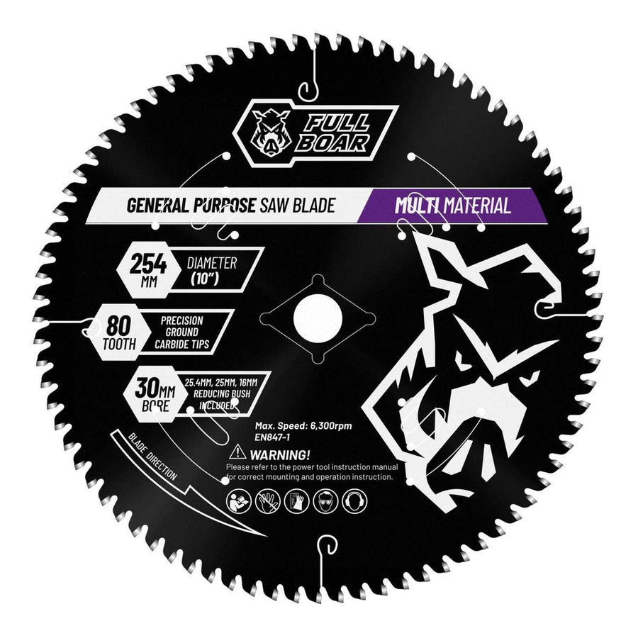 Full Boar Multi Material Circular Saw Blade 254mm 80t - Precision Cutting - SuperSaverAU - view 1