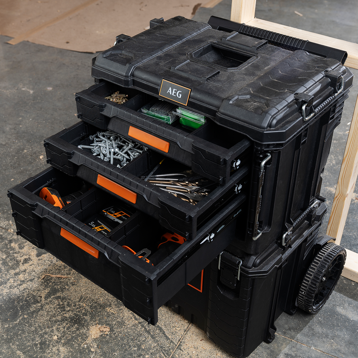 AEG Quickstack 2.0 3-Drawer Toolbox - 385mm x 411mm x 566mm - Durable Storage - SuperSaverAU - view 4