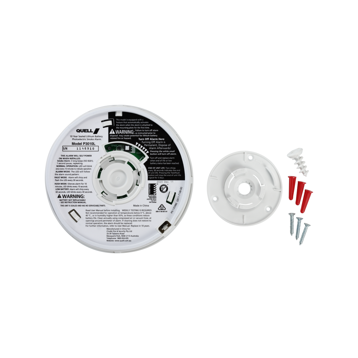 Quell Worry-Free Photoelectric Smoke Alarm, 85dB White, 10 Year Lithium Battery