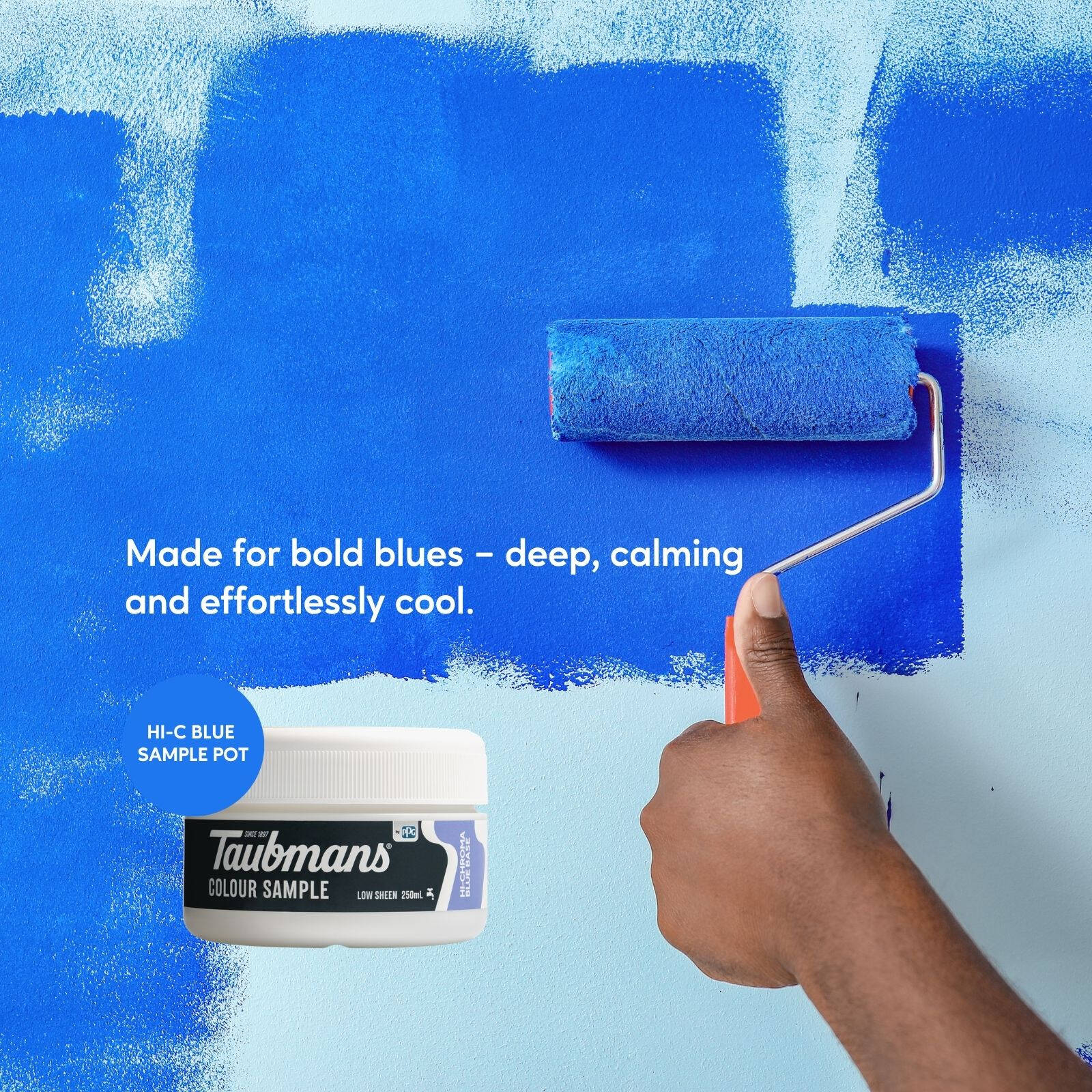 Taubmans Hi-C Blue 250ml Sample Pot, Water Based Acrylic, Splatter Resistant