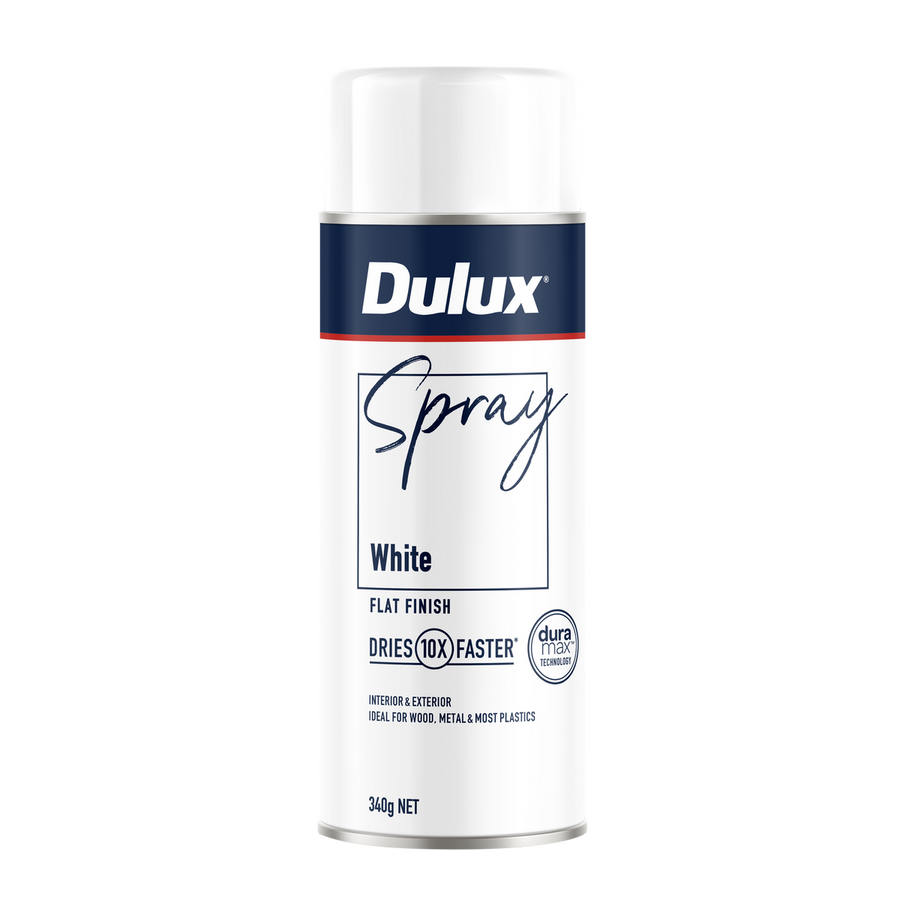 Dulux 340g Spray Paint - White Flat - 0.34L - Fast Drying, Self-Priming - SuperSaverAU - view 1
