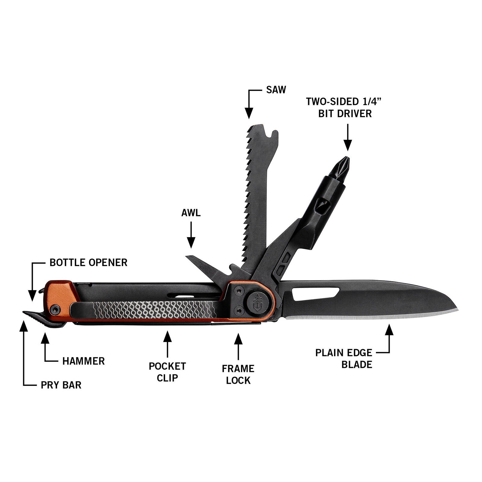 Gerber Armbar Trade 8-in-1 Multi Tool with Knife, Driver & Pry Bar