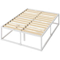 Zinus Double Metal Bed Frame - 45cm Raised Platform Base with Under-Bed Storage Space, White - AU-MBBFW-18D