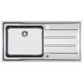 Franke Aton single bowl sink with right hand drainer - 18/10 stainless steel, push button waste - ANX211RHD