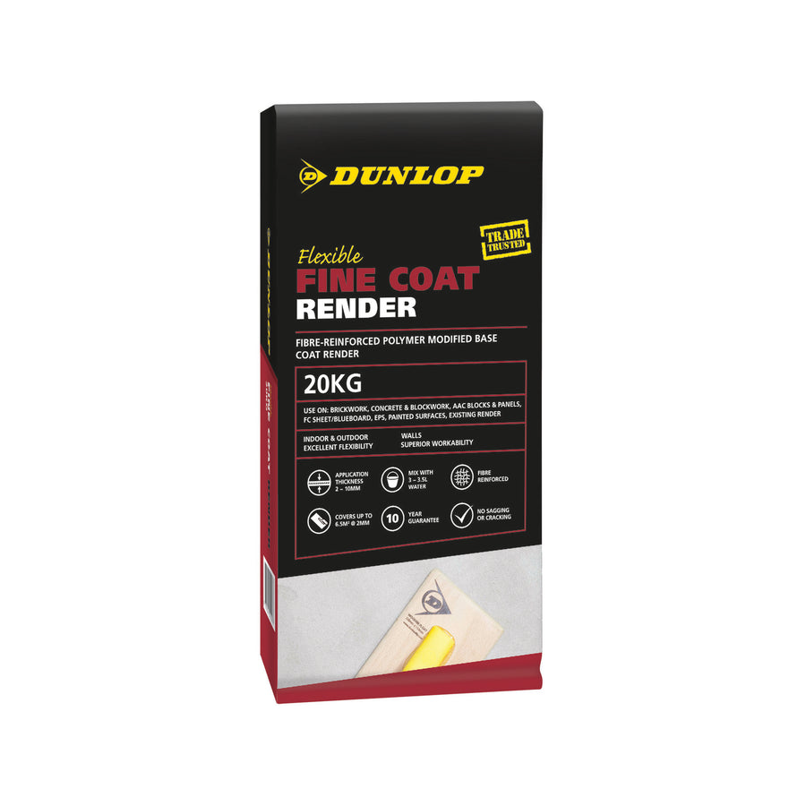 Dunlop Flexible Fine Coat Render 20kg, Polymer Modified Cement & Sand Mix