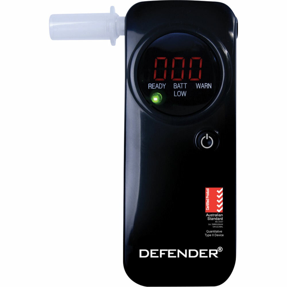 Alcolimit Defender Personal Breathalyser - AS3547 Certified, Platinum Fuel Cell Sensor, Black - ALCO-080