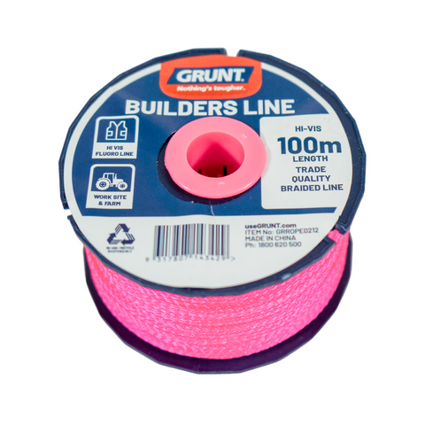 Grunt 100m Fluorescent Builders Line - Nylon - High Visibility - Trade Quality - SuperSaverAU - view 1