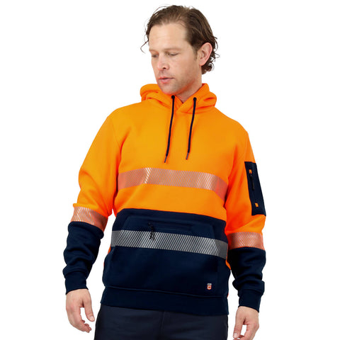 Citeco Mens Hi Vis Taped Hoodie, Reflective, Orange - Size XL