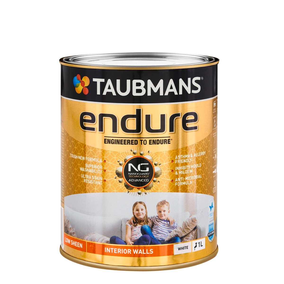 Taubmans 1L Low Sheen Endure Interior Walls Paint - White - Stain Resistant - SuperSaverAU - view 1