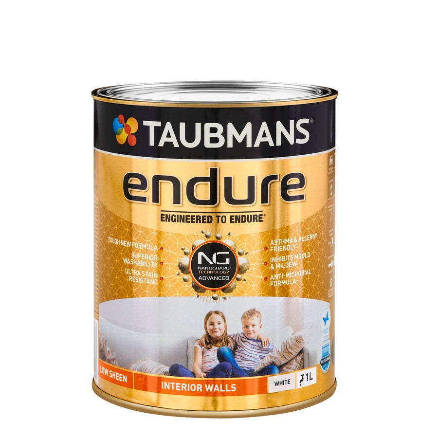Taubmans 1L Low Sheen Endure Interior Walls Paint - White - Stain Resistant - SuperSaverAU - view 1