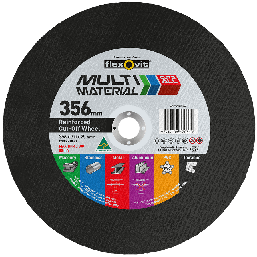 Flexovit Cut Off Wheel - 356mm - Silicone Carbide - Multi Material - SuperSaverAU - view 1