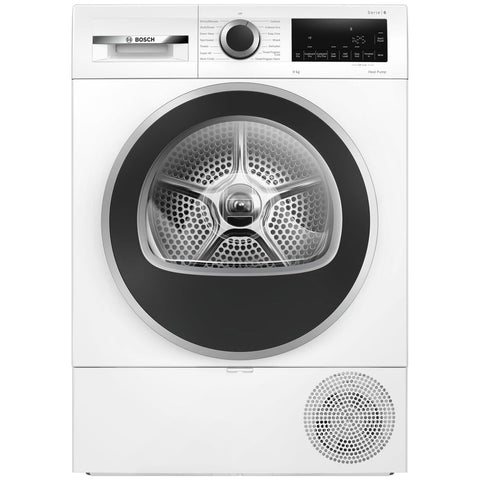 Bosch Series 6 9kg Heat Pump Dryer in White - 8 Star Energy Rating, AutoDry Sensors, Quick 40 - WQG24203AU