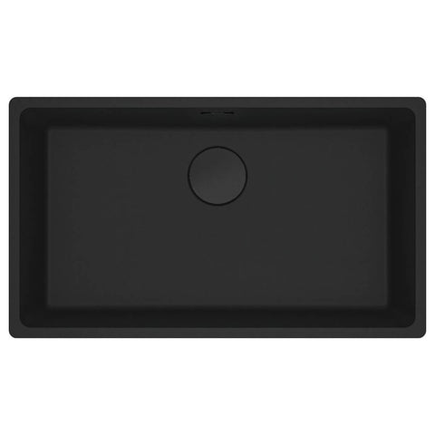 Franke Maris Single Bowl Flush Mount Sink - Matte Black Fragranite, Matt Black Waste - MRG210-72MB-B