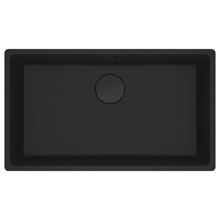 Franke Maris Single Bowl Flush Mount Sink - Matte Black Fragranite, Matt Black Waste - MRG210-72MB-B