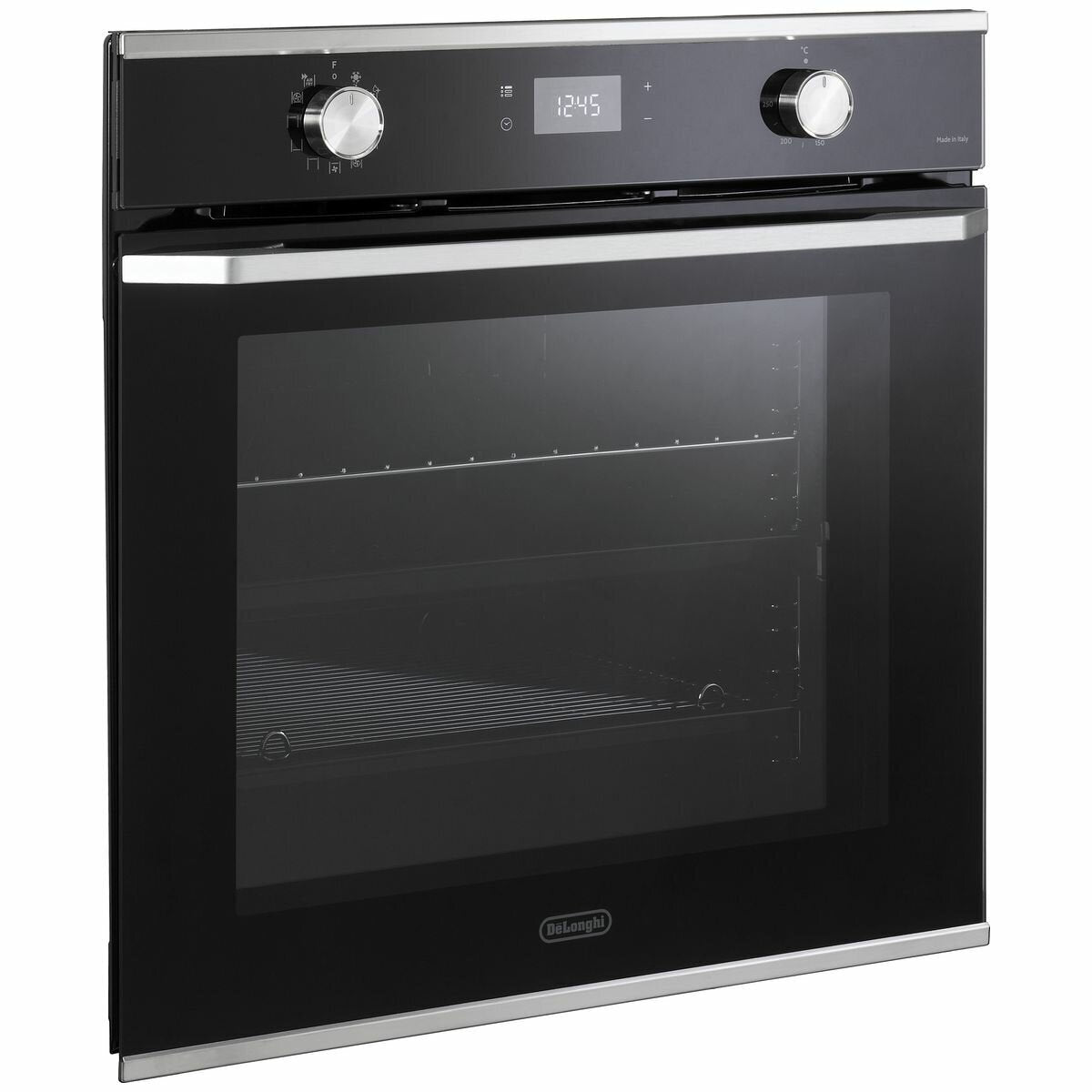 DeLonghi 60cm Multifunction Built-In Oven - 85L, Air Fry, Easy Steam, Black Glass - NSM11NL