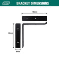 Carinya Lipped Angle Bracket - 185 x 185mm - Black - Powder Coated Steel - 100kg Load Capacity - SuperSaverAU - view 4