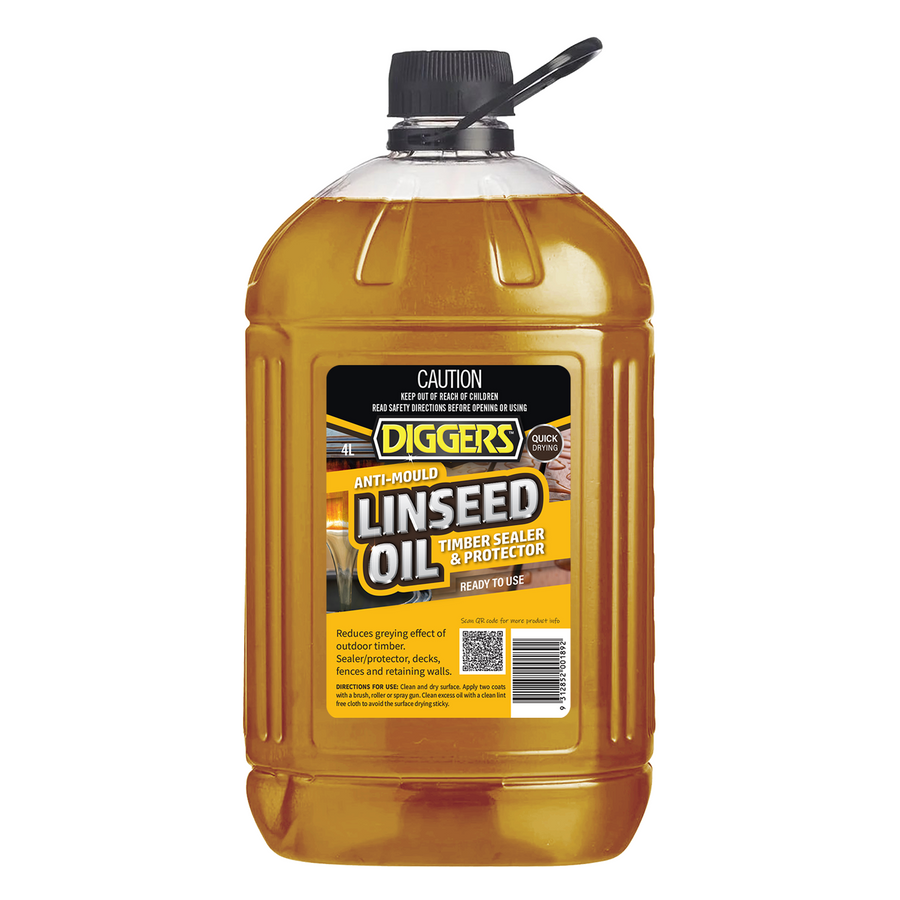DIGGERS 4L Ready To Use Anti-Mould Linseed Timber Oil Brown Outdoor Decking