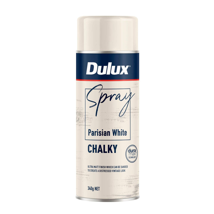Dulux 340g Chalky Spray Paint - Parisian White - Fast Drying - Self-Priming - SuperSaverAU - view 1