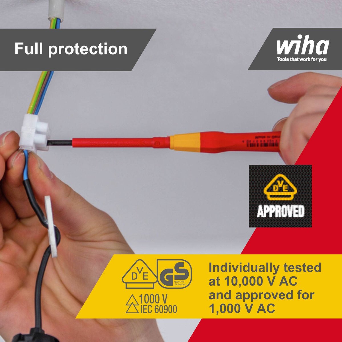 Wiha Precision Insulated Electricians Screwdriver - 3.5 x 65mm - Red - Chrome-vanadium-molybdenum Steel - VDE Certified - SuperSaverAU - view 5