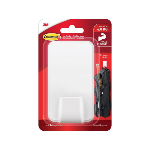 Command White Adhesive Mega Utility Hook - Heavy-Duty - 98mm x 171mm - Damage-Free Organization - SuperSaverAU - view 1