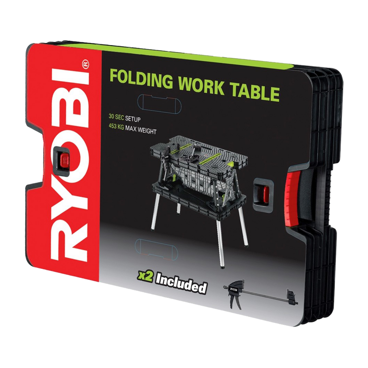 Ryobi Folding Table with Two Clamps - 850mm x 550mm x 755mm - Plastic - SuperSaverAU - view 2
