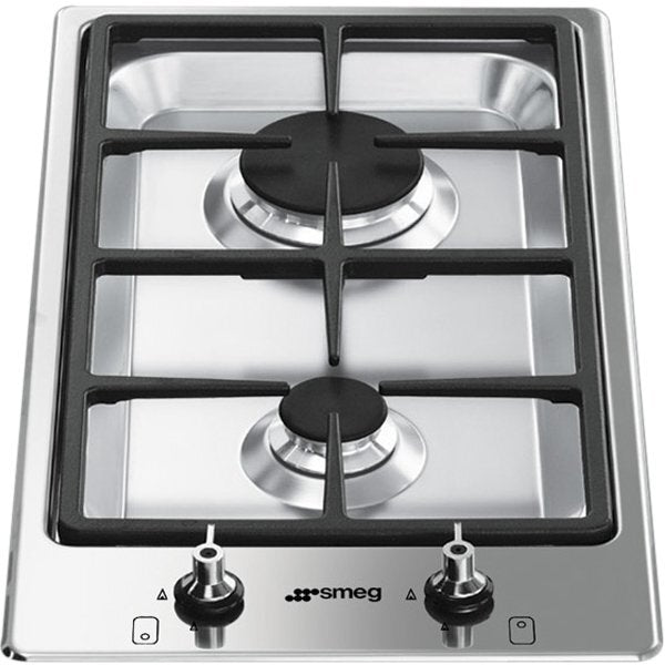 Smeg 30cm 2 Burner Gas Cooktop - Stainless Steel - Ultra Low Profile - Flame Failure System - PGA32G