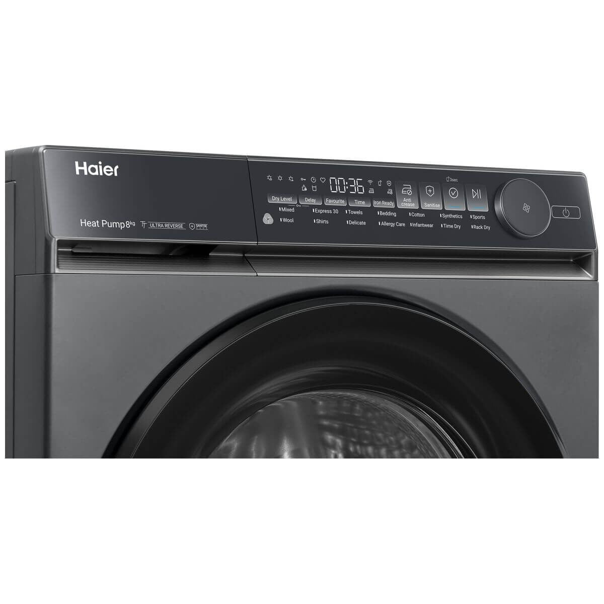Haier 8kg Heat Pump Dryer - Dark Grey, 8 Star Energy Rating, Ultra Reverse Drum - HDHPS80NB1