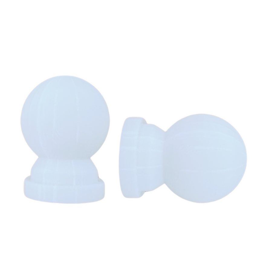 Pillar Products 16mm White Powdercoated Steel Ball Curtain Rod Finials, Pair