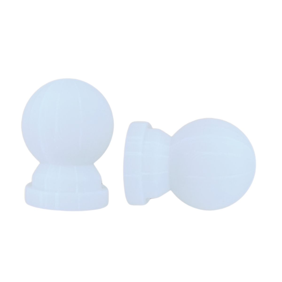 Pillar 16mm White Ball Curtain Rod Finials - Pair - 70mm x 70mm - Gloss White - SuperSaverAU - view 1