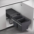 Kaboodle 2 x 15L Base Mount Pullout Bin - 400mm Cabinet - Grey - Odour Control - SuperSaverAU - view 2