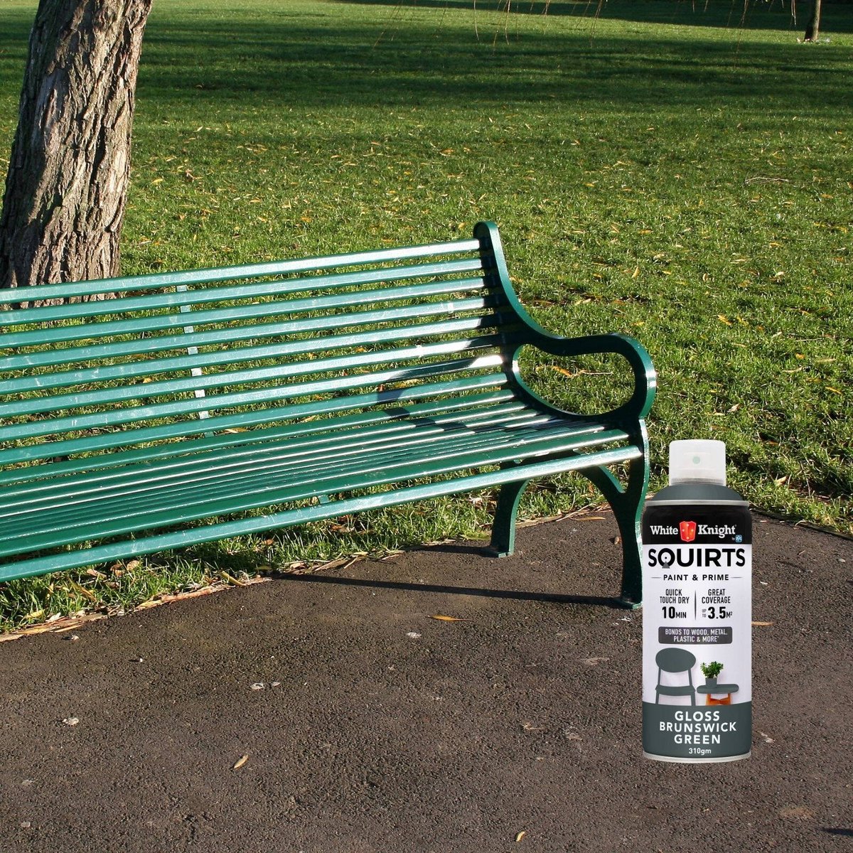 White Knight Squirts Brunswick Green Gloss Spray Paint 310g Durable Finish - SuperSaverAU - view 4