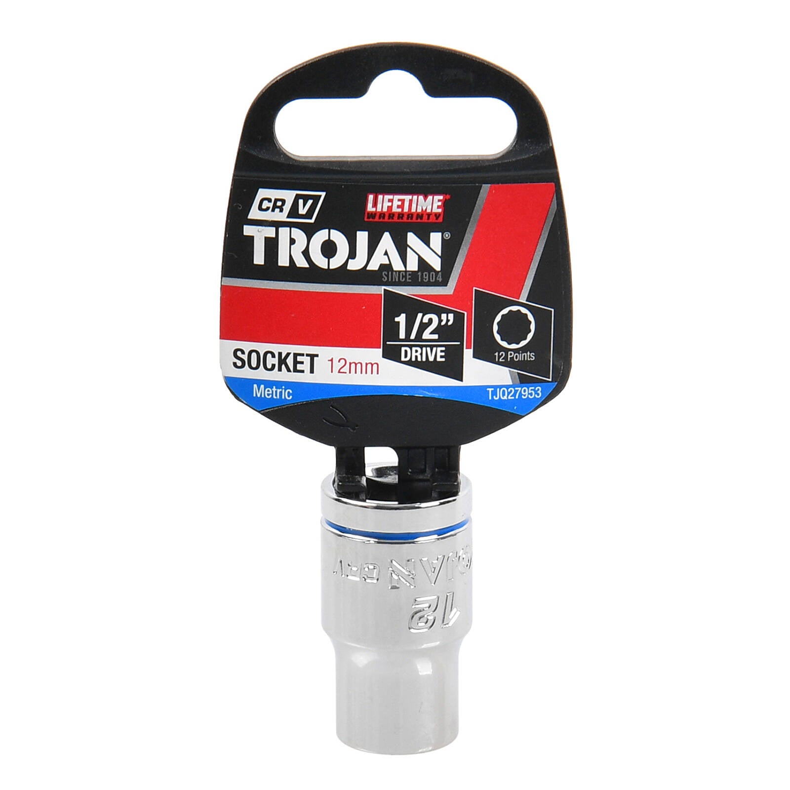 Trojan 12mm Socket 1/2" Drive Chrome Vanadium 12 Point