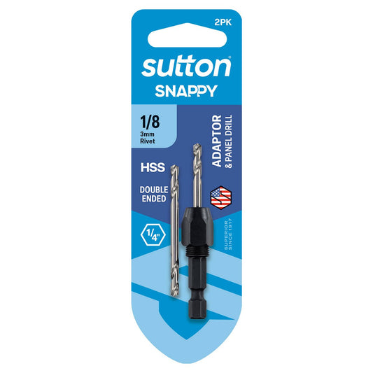 Sutton Snappy 1/8" Adaptor & Double Ended Panel Drill 2 Pack - Versatile Tool Set
