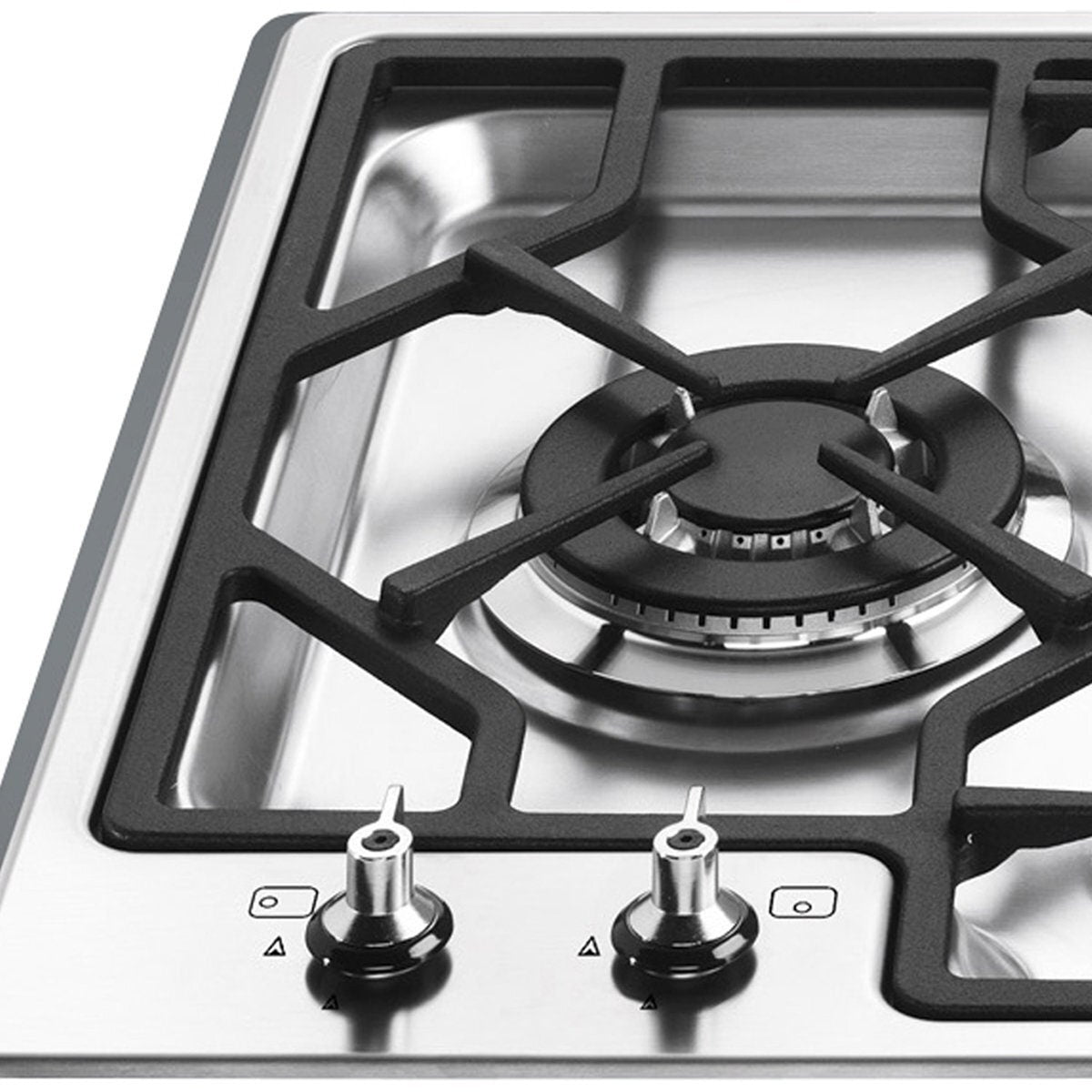 Smeg 60cm 4 Burner Gas Cooktop - Stainless Steel - Ultra-Rapid Wok Burner - Easy Clean Hob - PGA64