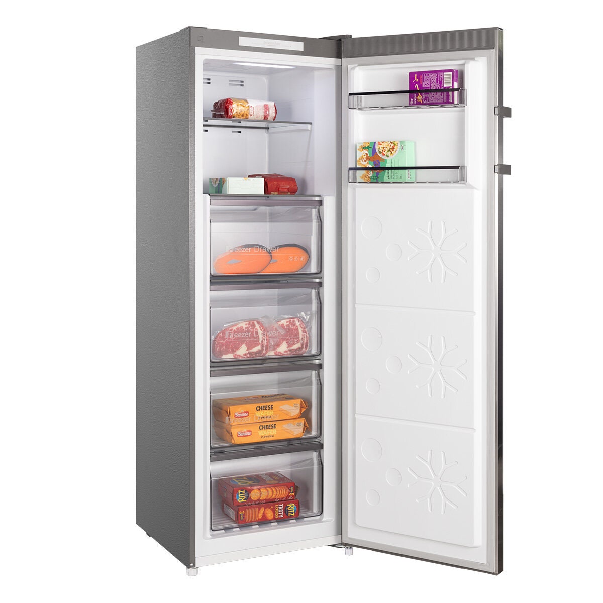 CHiQ 206L Hybrid Upright Freezer - Stainless Steel, Inverter System, Frost Free, 4 Star Energy - CSH205NSS