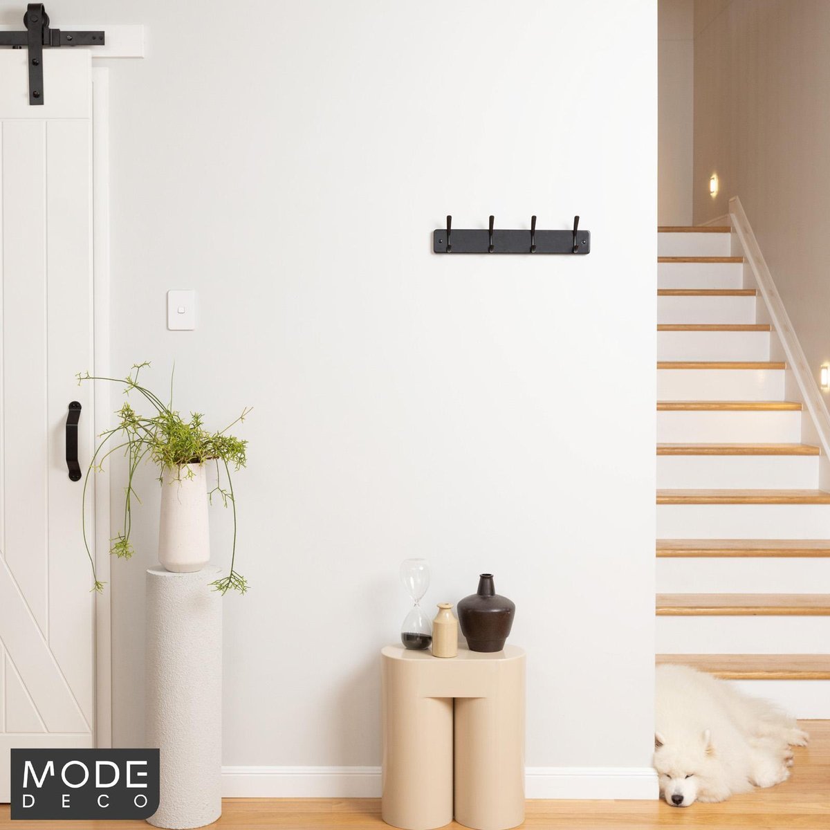 Mode Hat And Coat Rack - 4 Black Hooks - Durable Black Board - Functional - SuperSaverAU - view 2