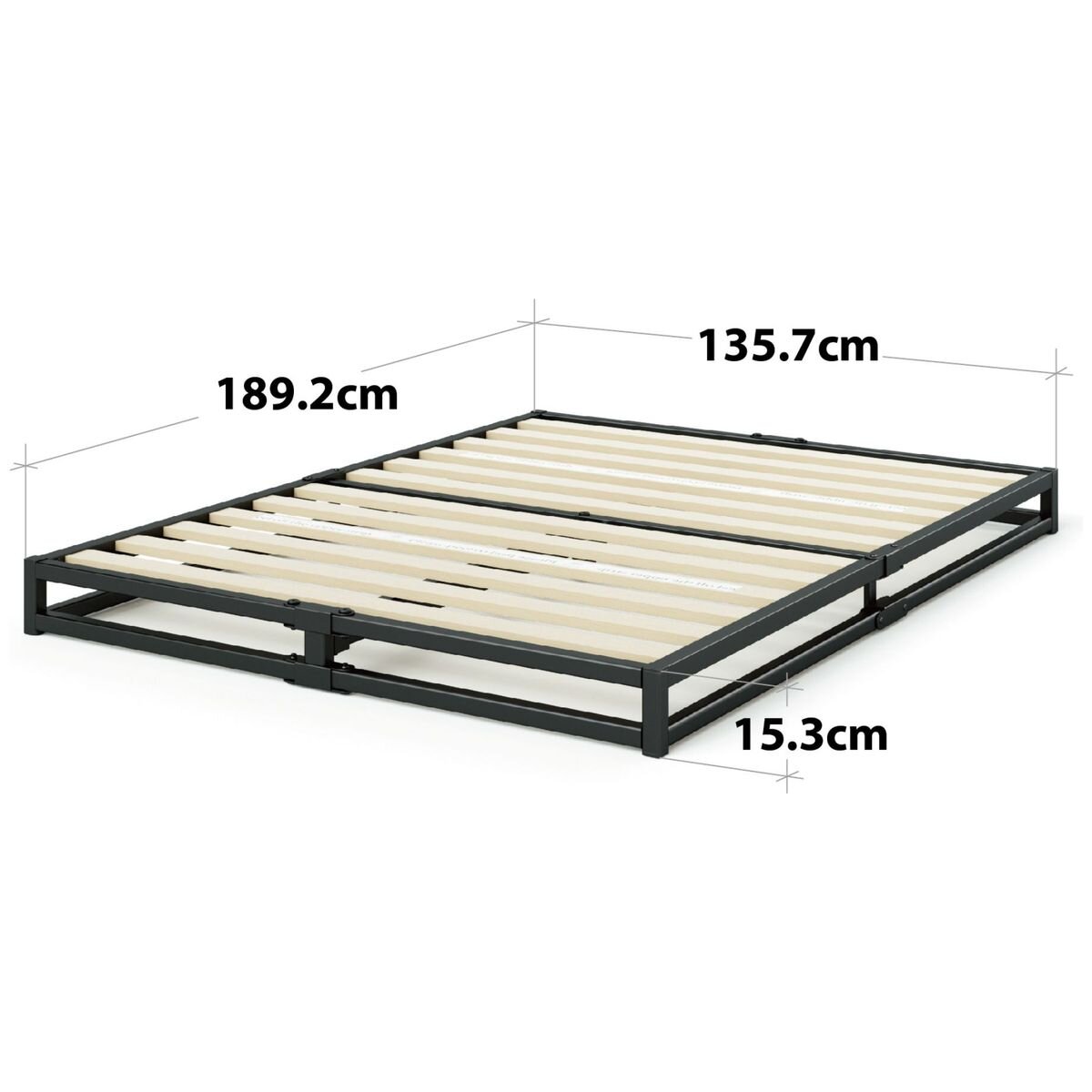 Zinus Double Metal Bed Frame - 153mm Low-Profile Platform Base, Black Steel, 5 Year Warranty - AU-MBBF-6D