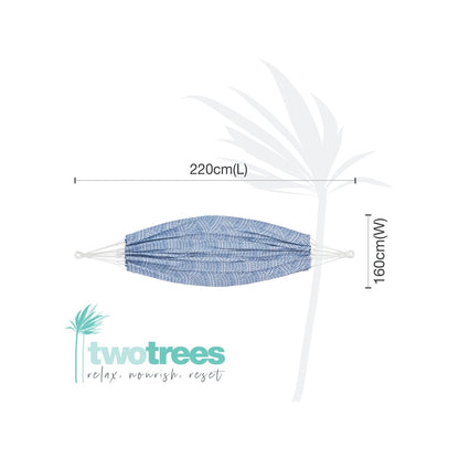 Two Trees Double Cotton Hammock - 120cm x 220cm - Soft Durable Fabric
