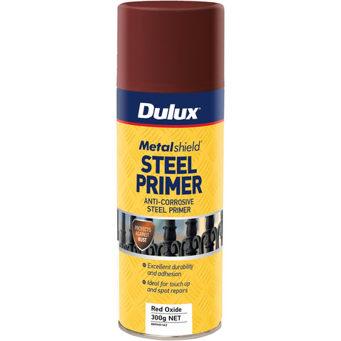 Dulux Metalshield Steel Primer Spray 300g Red Oxide, UV Resistant Waterproof