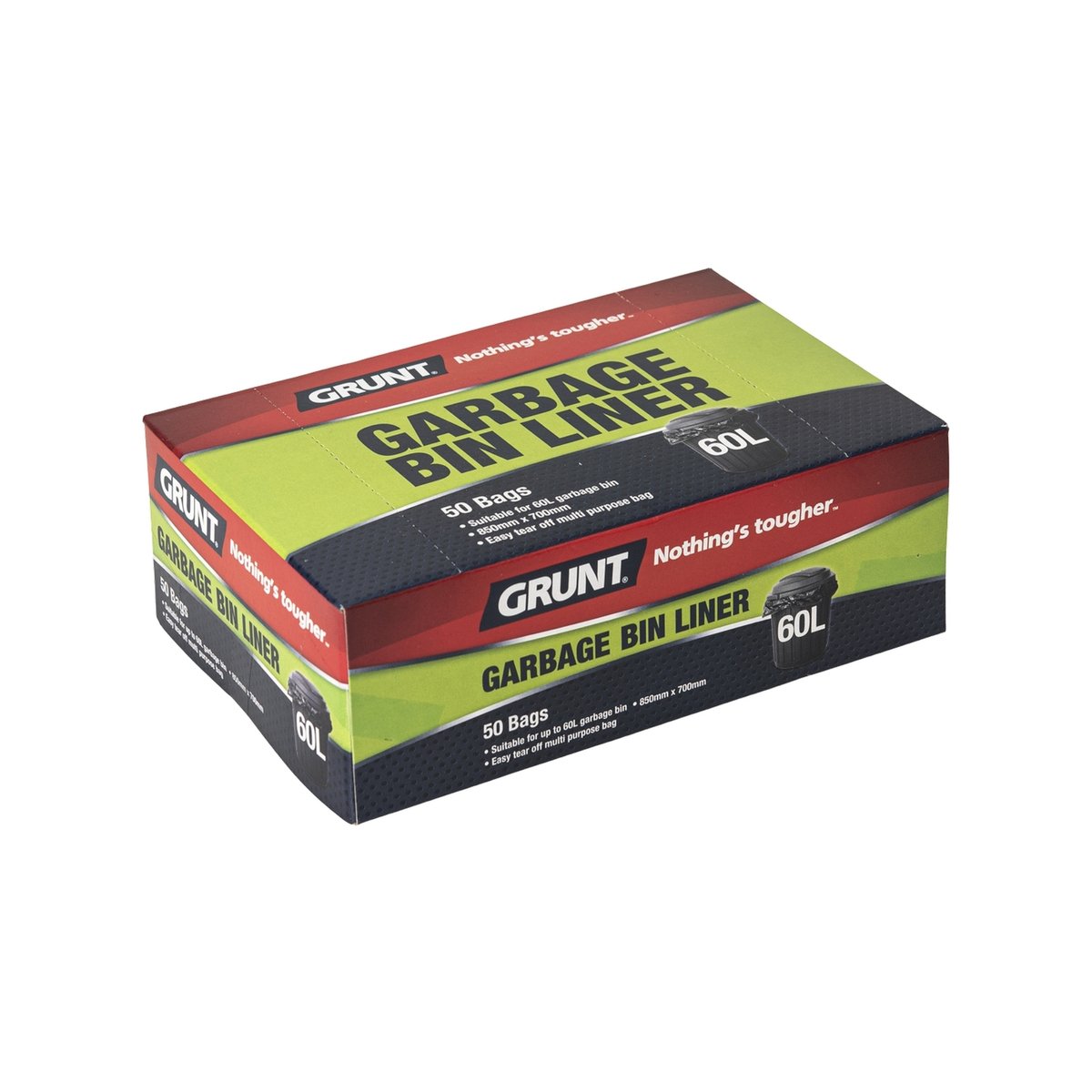 Grunt 60L Rubbish Bags 50 Pack - 850 x 700mm - Black - SuperSaverAU - view 2
