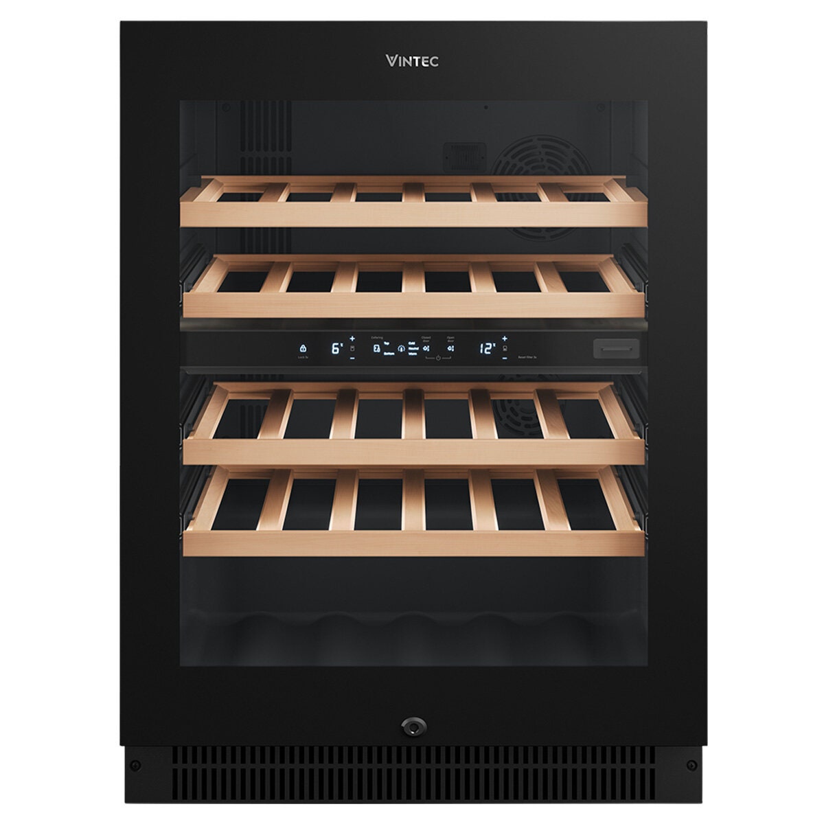 Vintec 40 Bottle Dual Zone Wine Fridge - Black, UV-Protected Glass Door, Inverter Compressor - VWD820SCB-X