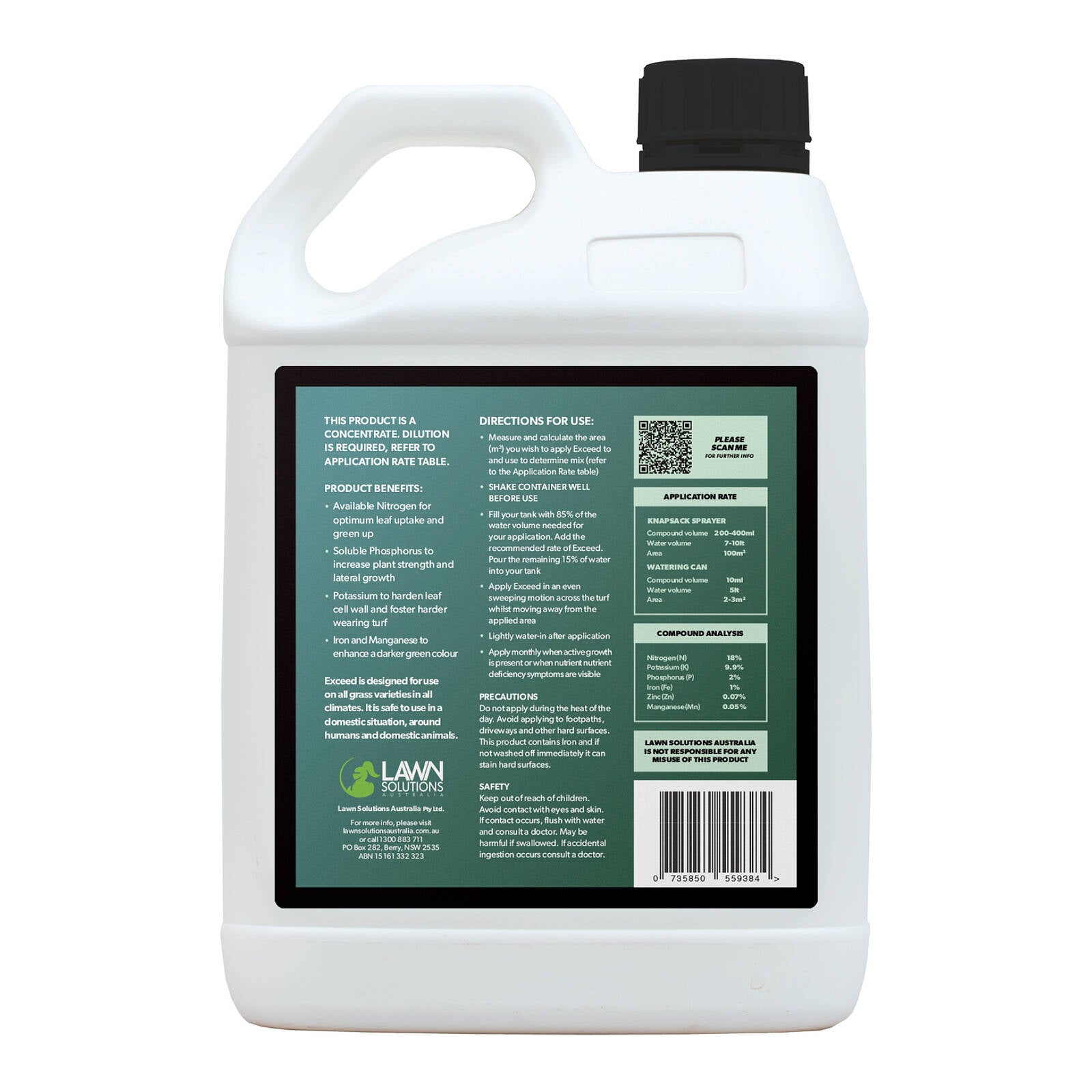 Lawn Solutions Australia Exceed Liquid Fertiliser Concentrate 2.5L